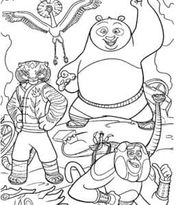 13张大熊猫阿宝《Kung Fu Panda》和朋友们卡通涂色图片下载！