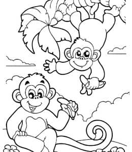 11张有着萌萌哒眼睛的长尾巴小猴子小猩猩动物涂色图片