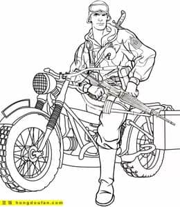 13张充满动感和力量的骑着摩托车的士兵摩托车涂色图片免费下载！