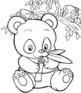 12张爱吃竹子温和友善的的超萌熊猫卡通涂色简笔画图片！