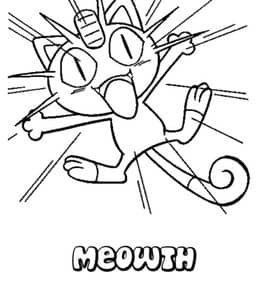 谁是最可爱的喵咪？11张《神奇宝贝》喵喵（Meowth）卡通涂色图片！