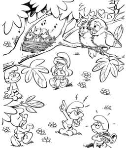 11张森林小精灵《蓝精灵》智斗格格巫动画片可爱卡通涂色图片！
