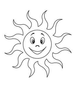 太阳下戏水的孩子！10张太阳云朵夏天卡通儿童涂色图片