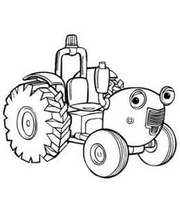 11张田地中的农用拖拉机卡通涂色简笔画免费下载！