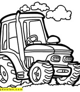 10张在建筑工地和农田中的拖拉机铲车卡通涂色简笔画！