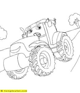 13张有趣的农用拖拉机建筑工程车卡通涂色简笔画免费下载