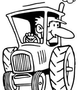 12张铲车拖拉机有趣的农用机械车卡通涂色简笔画下载！