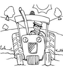 我的爸爸开拖拉机！8张拖拉机儿童涂色简笔画免费下载