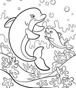 12张带来好运和福祉的海豚海洋动物卡通涂色图片！