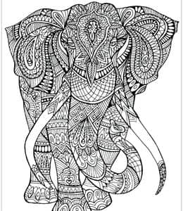 7张优雅复杂的大象花朵对称图案曼陀罗涂色图片免费下载！