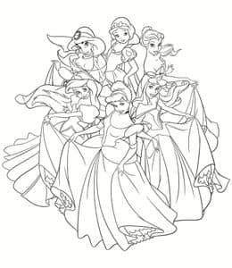 谁是最受欢迎的迪士尼公主？10张优雅迷人的迪士尼公主们卡通涂色图片！