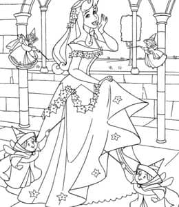 12张童话故事《睡美人》公主和王子动画涂色图片免费下载