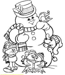 感受到冬天的快乐和活力！12张圣诞雪人卡通免费涂色图片！