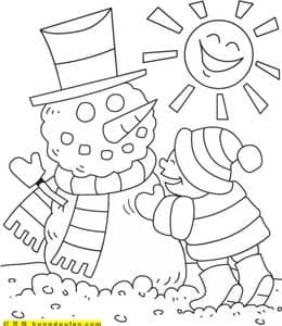 欢乐美妙的冰雪季！13张圣诞老人雪人和快乐的孩子们卡通涂色图片！
