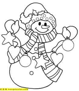 和雪人一起玩耍？12张胖乎乎的圣诞雪人涂色简笔画下载！
