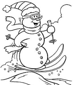 跟着老师画雪人！8张微笑的大雪人童话故事卡通涂色图片！