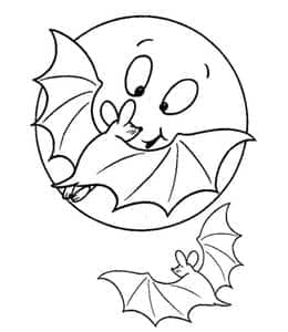 月夜下的小绅士！13张可爱小蝙蝠卡通涂色简笔画！