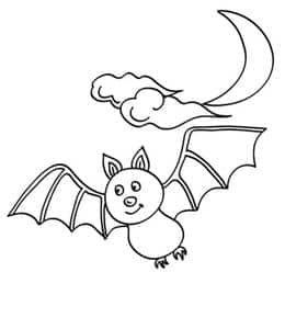 有趣而充满神秘色彩的动物！9张月亮和蝙蝠卡通儿童简笔画！