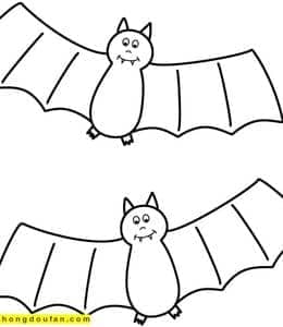 10张夏季晚上常常出没的黑色蝙蝠卡通涂色简笔画！