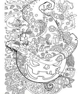 万圣节的杰克南瓜！10张骷髅南瓜女巫城堡万圣节主题卡通涂色图片！