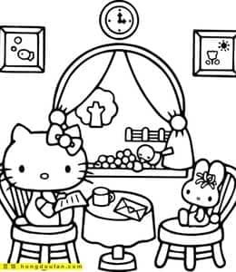 11张最受孩子们欢迎的小猫咪凯蒂猫Hello Kitty 女生涂色图片大全