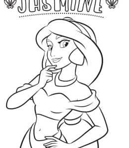 10张《阿拉丁》勇敢聪明和独立的茉莉公主卡通填色图片大全！