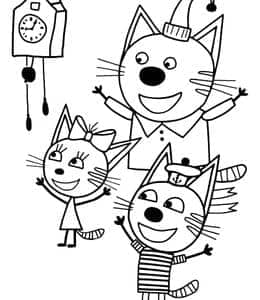 非常受小孩子喜爱的动画片《Kid-E-Cats》13张可爱小猫咪卡通涂色图片！