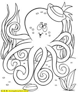 章鱼的传说！10张章鱼海星乌贼海马海龟卡通涂色大全
