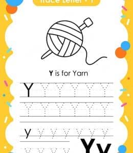 Y is for Yarn！13张手电筒雨伞钱包简单的英文字母描红练习题！