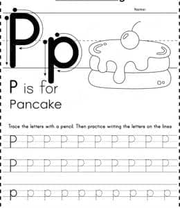 P is for Pancake！10张英语大小写描红作业题免费下载！