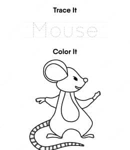 Track and color Mouse. 8张带有笔顺的英文字母描红作业！