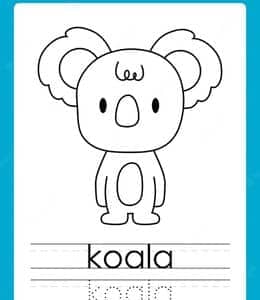 K is for koala. 10张考拉大象小猫小鸭子狐狸有趣的动物涂色描红作业！