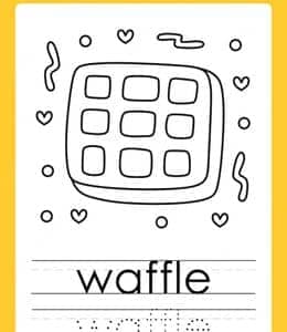 9张孩子们都喜欢吃的waffle以及更多美食英文单词简笔画描红作业题！