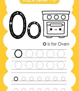 O is for Oven！11张更多带有交通工具的英文大小写字母描红作业下载！