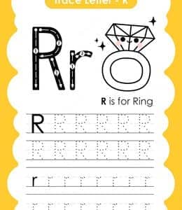 R is for Ring！12张适合学前幼儿的可爱英文短单词字母描红练习题！