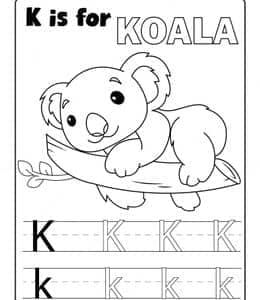 K is for koala！10张小鱼公鸡山羊狮子考拉有趣的动物字母描红作业题下载