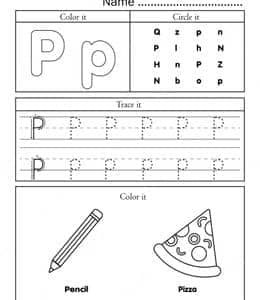 Color, circle and trace！11张有趣的英文字母描红练习作业题