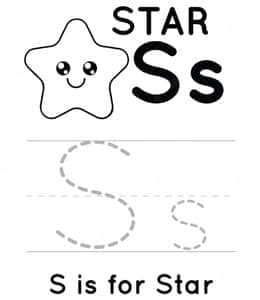 S if for star！13张超简单的短单词有趣的幼儿字母描红练习题！