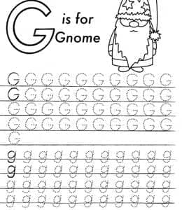 G is for Gnome. 10张圣诞礼物小矮人有趣的节日字母描红练习题！