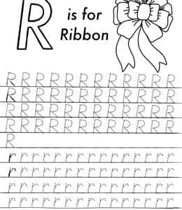 R is for Ribbon. 10张蜡烛毛毯雪人圣诞树字母单词描红练习题！