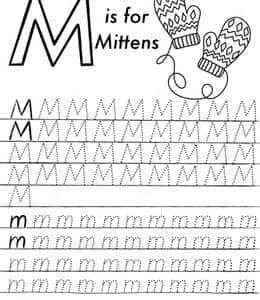 M is for Mittens. 10张幼小衔接英文字母大小写描红作业题！