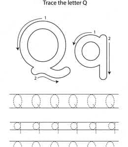 Trace the letter Q！11张带有笔顺的大小写数字描红练习题
