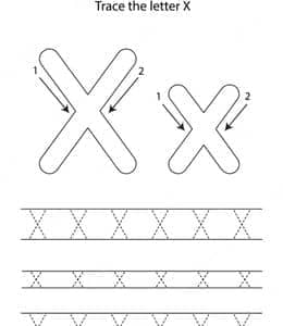 trace the letter x！10张带有笔顺的xyzrst英文大小写字母描红作业题！