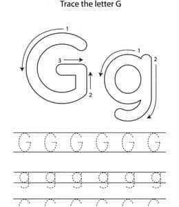 Trace the letter G！11张带有笔顺的字母大小写描红幼儿作业！