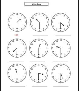 18张认识时间的免费作业图纸下载！认识时针和分针！
