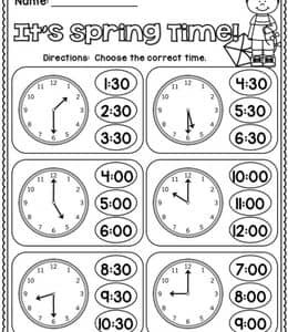认识时间！10张认识时间的钟表作业题免费下载！