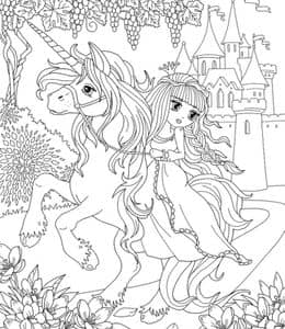 11张梦幻般的创作空间独角兽和公主城堡唯美浪漫的卡通涂色图片！