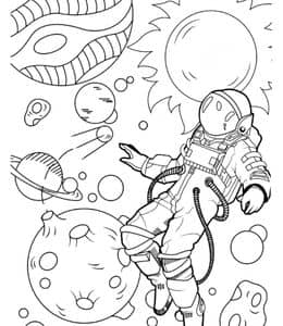 穿越无垠的太空探索未知的星球！11张身穿太空服的伟大宇航员涂色图片！
