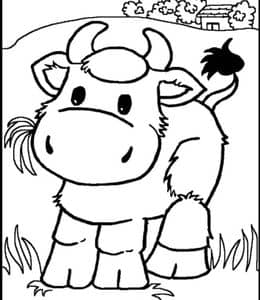 11张农场中的奶牛妈妈和小牛宝宝免费卡通儿童涂色画下载