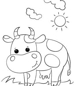 可以免费下载打印的11张小花牛小母牛小奶牛卡通涂色简笔画